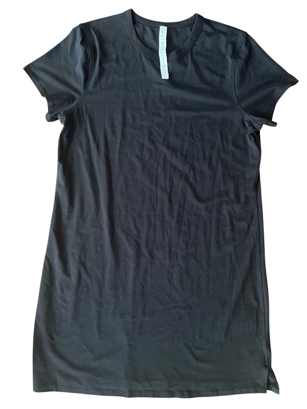 Lululemon Black Cotton Blend T-Shirt Dress Size 10 Classic Fit Stretch - Picture 4 of 6